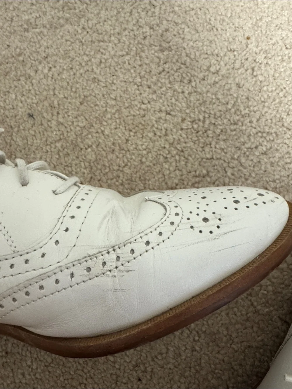 Women's White Leather Lace-Up Oxford Shoes